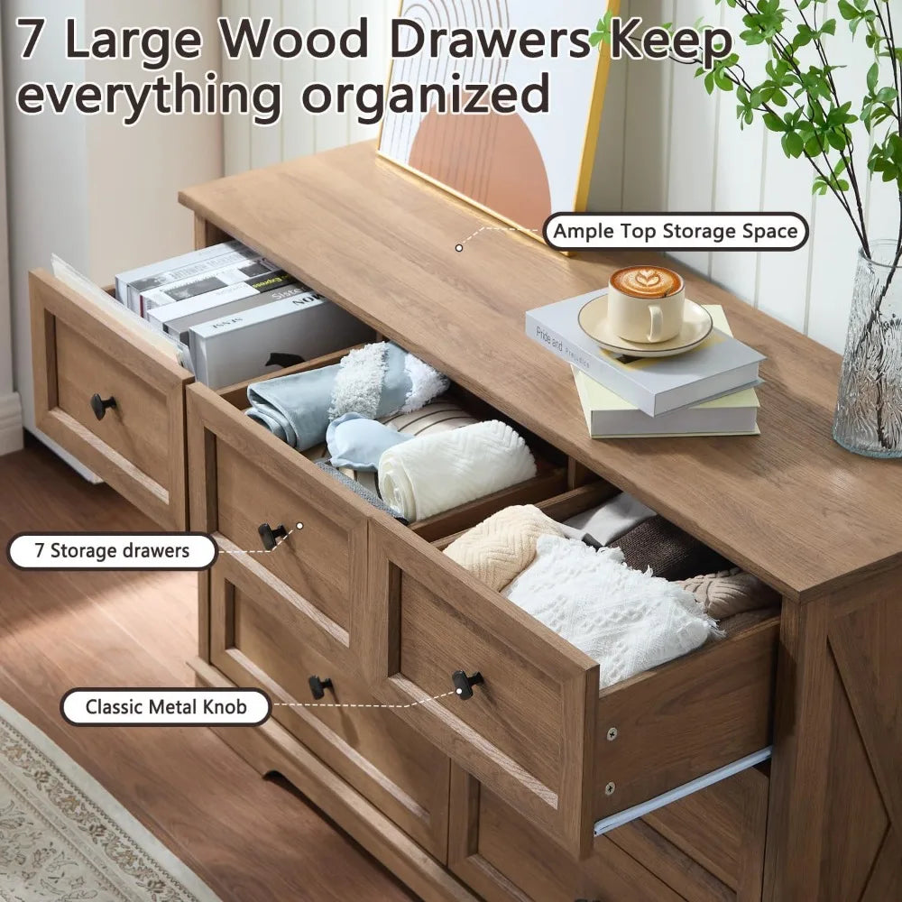 7 drawer dressers farmhouse dresser chest of for bedroom modern wood with charging station dr