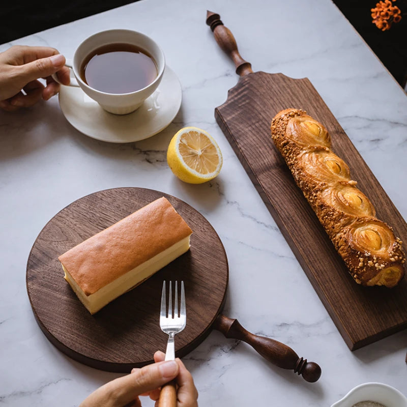 Walnut cutting board french vintage solid wood bread dessert fruit steak double sided deli kitchen utensils