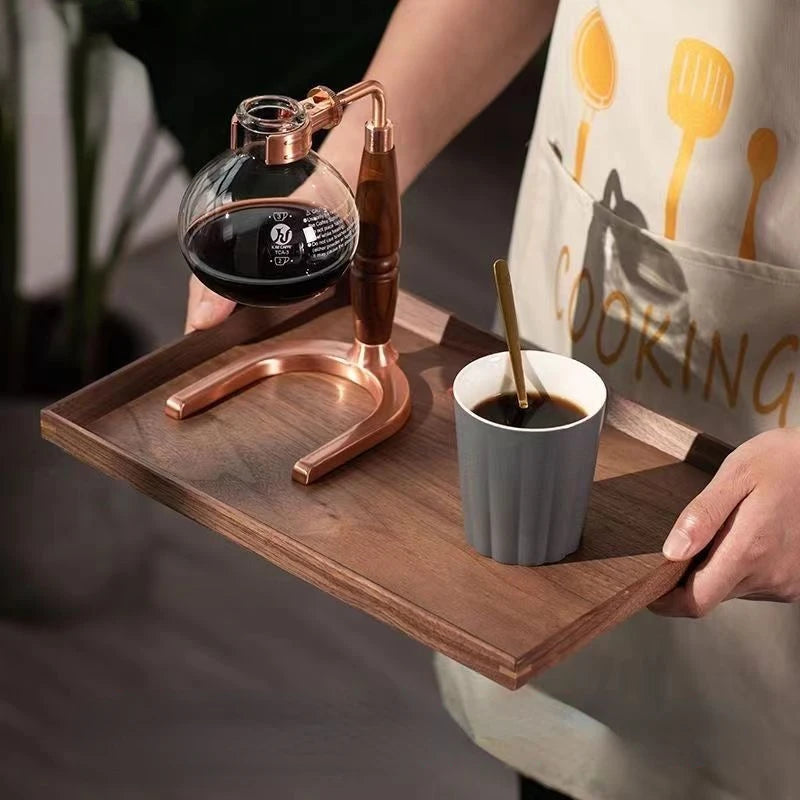 Scandinavian black walnut wood tray rectangular household tea fruit plate high value dinner