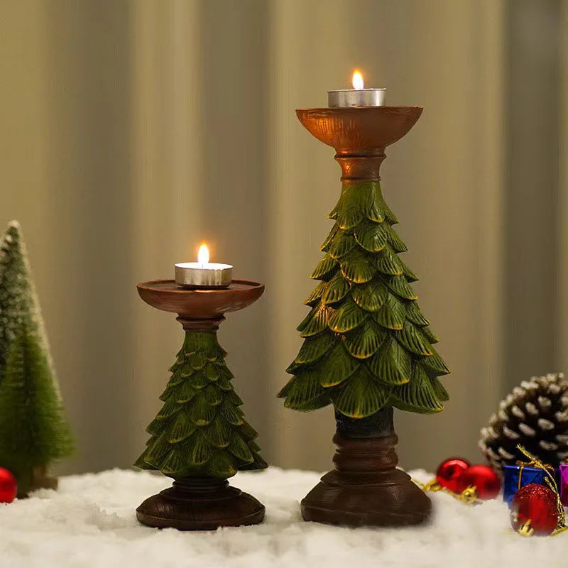 Christmas tree candle holder ornaments ins style european home living room desktop decoration crafts wooden - 1pc