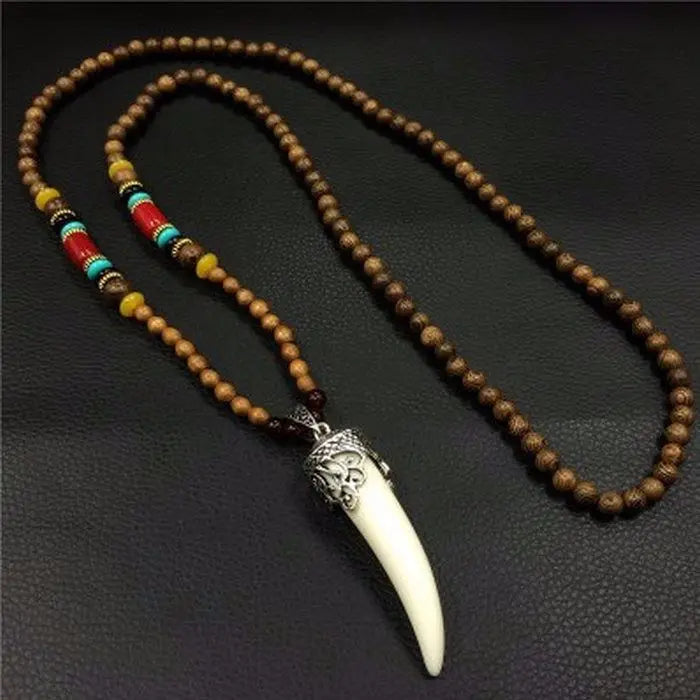 Chinese style minimalist wooden necklace long buddha bead sweater chain versatile personalized pendant men’s