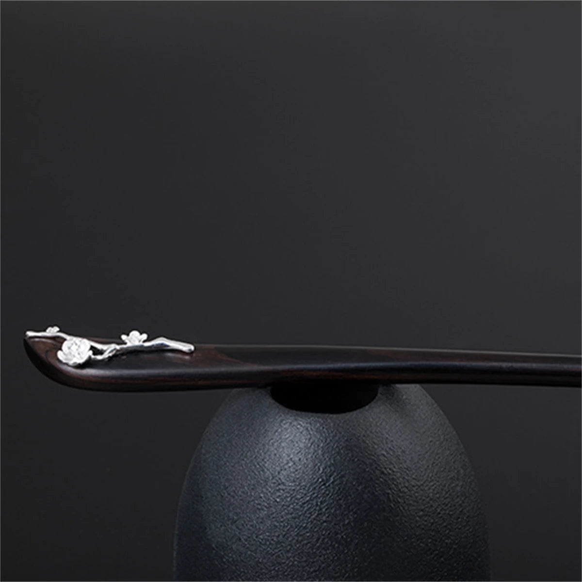 New 100% s925 pure silver women’s men retro hairpin ebony wood magnolia blossom chinese style hanfu hair accessories