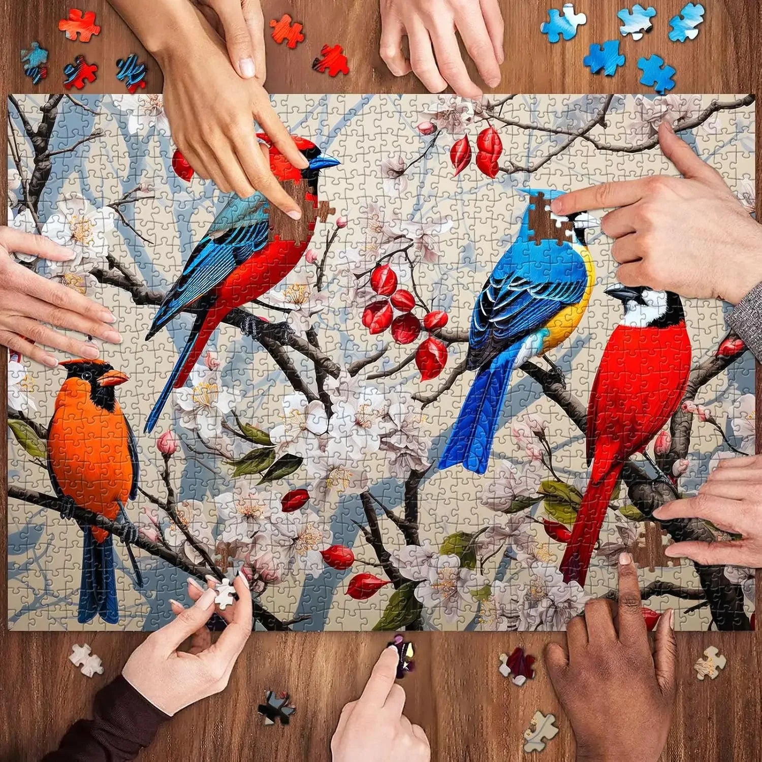 Jigsaw puzzles 300/500/1000 pieces for adults birds on branch educational fun game intellectual decompressing