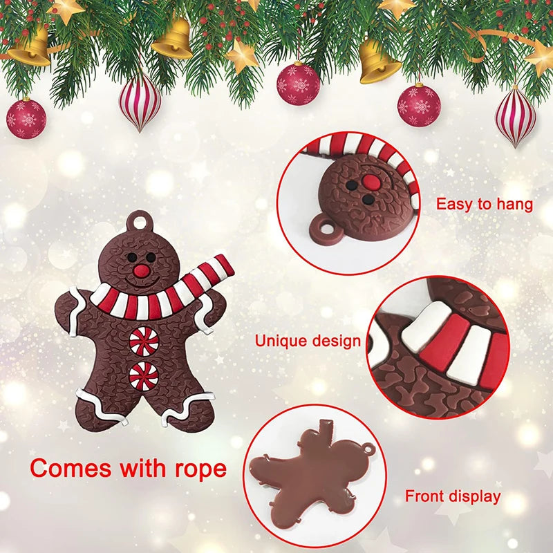 12pcs christmas wooden pendants gingerbread man xmas tree hanging ornaments home party decor navidad new year gifts