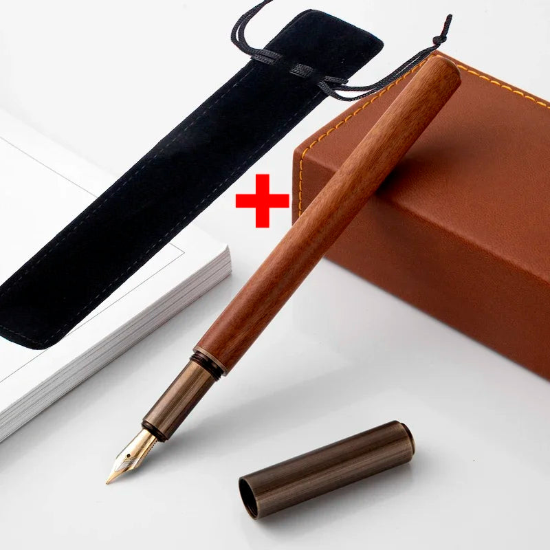 Retro metal fountain pen 0.5mm vintage wooden writing for students art calligraphy gifts stationery supplies