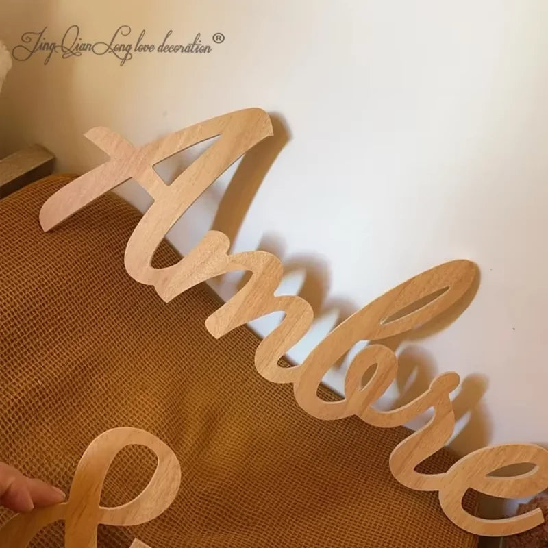Custom personalized wooden name plaque for kids room nursery wall decor boys and girls - 40 cm wide