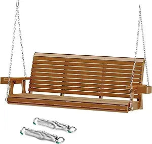 Durable 3-person outdoor porch swing with deep 22’’ seat 880 lbs capacity bench chair - united states / teak tone