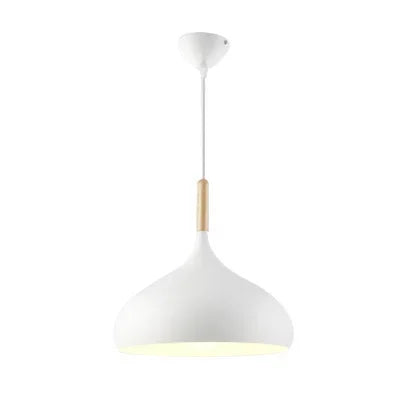 Nordic colored chandelier wooden pendant light bedroom living room led lamp single head aluminum children lighting