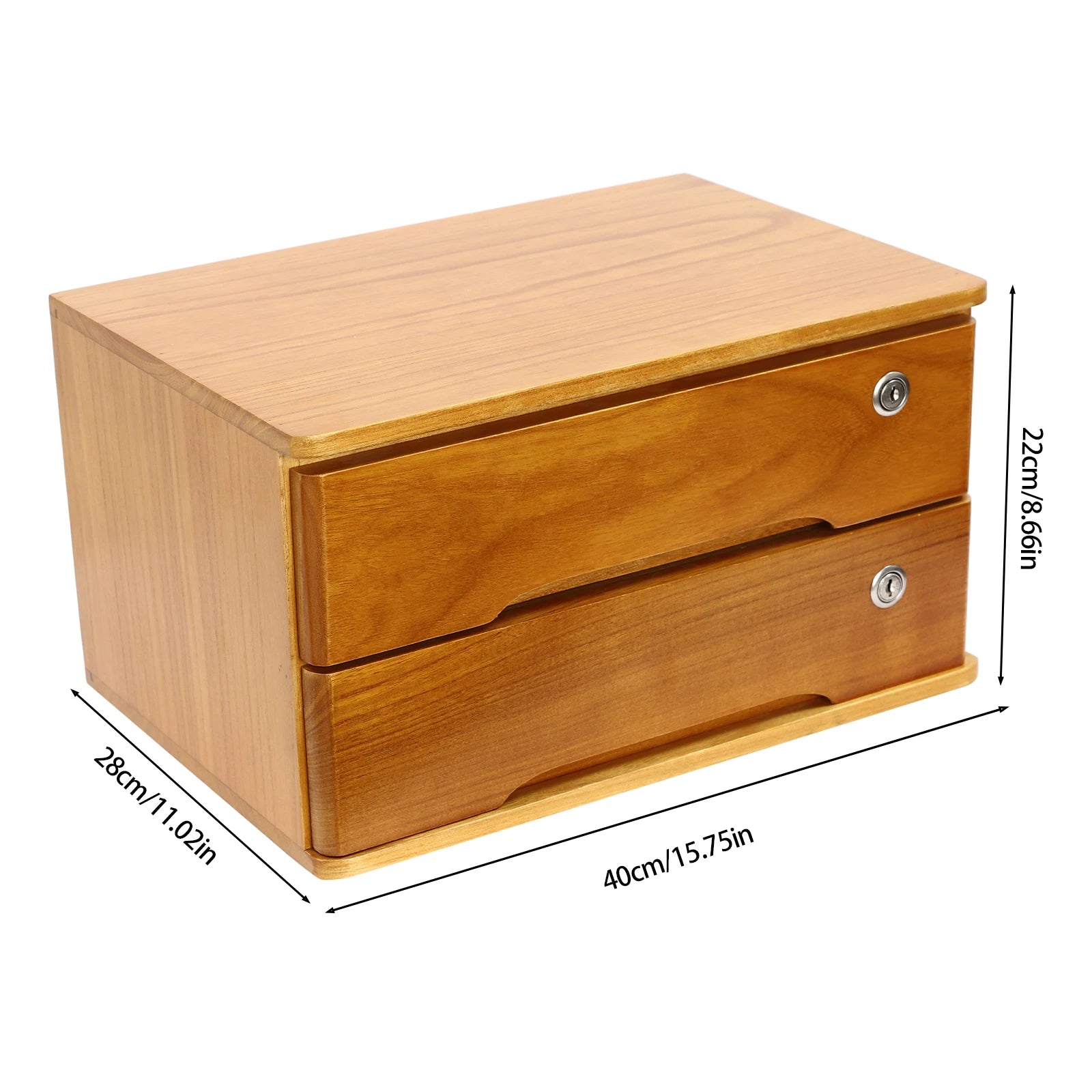 (wood yellow) 2-tier storage box desktop with lockable drawers wooden for office study dresser - united states / wood