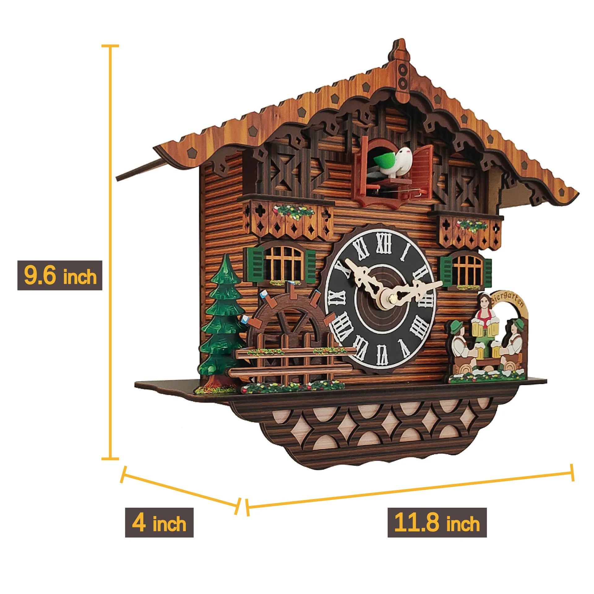 Wooden cuckoo wall clock creative retro - black