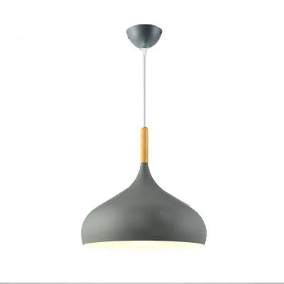 Nordic colored chandelier wooden pendant light bedroom living room led lamp single head aluminum children lighting