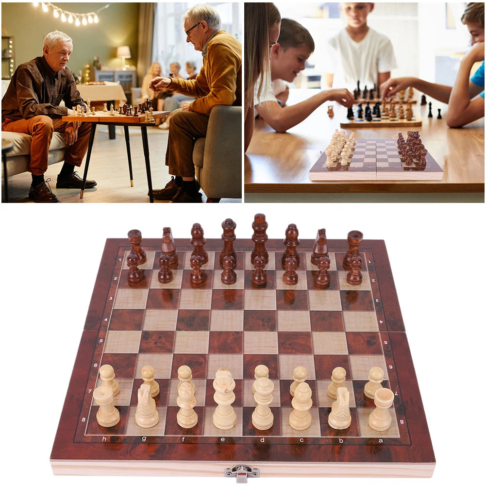 29x29cm large chessboard developing strategic thinking 3 in 1 chess chekers backgammon foldable board for kids adults