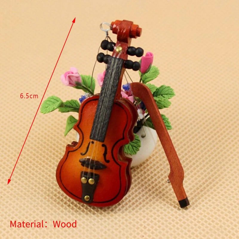 8cm collection decorative ornaments model decoration gifts with support miniature musical instruments mini violin
