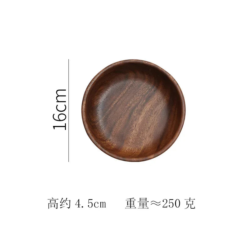 Solid wood bowl walnut boat bowl creative wooden salad fruit vintage storage home kitchen utensils - 16cm