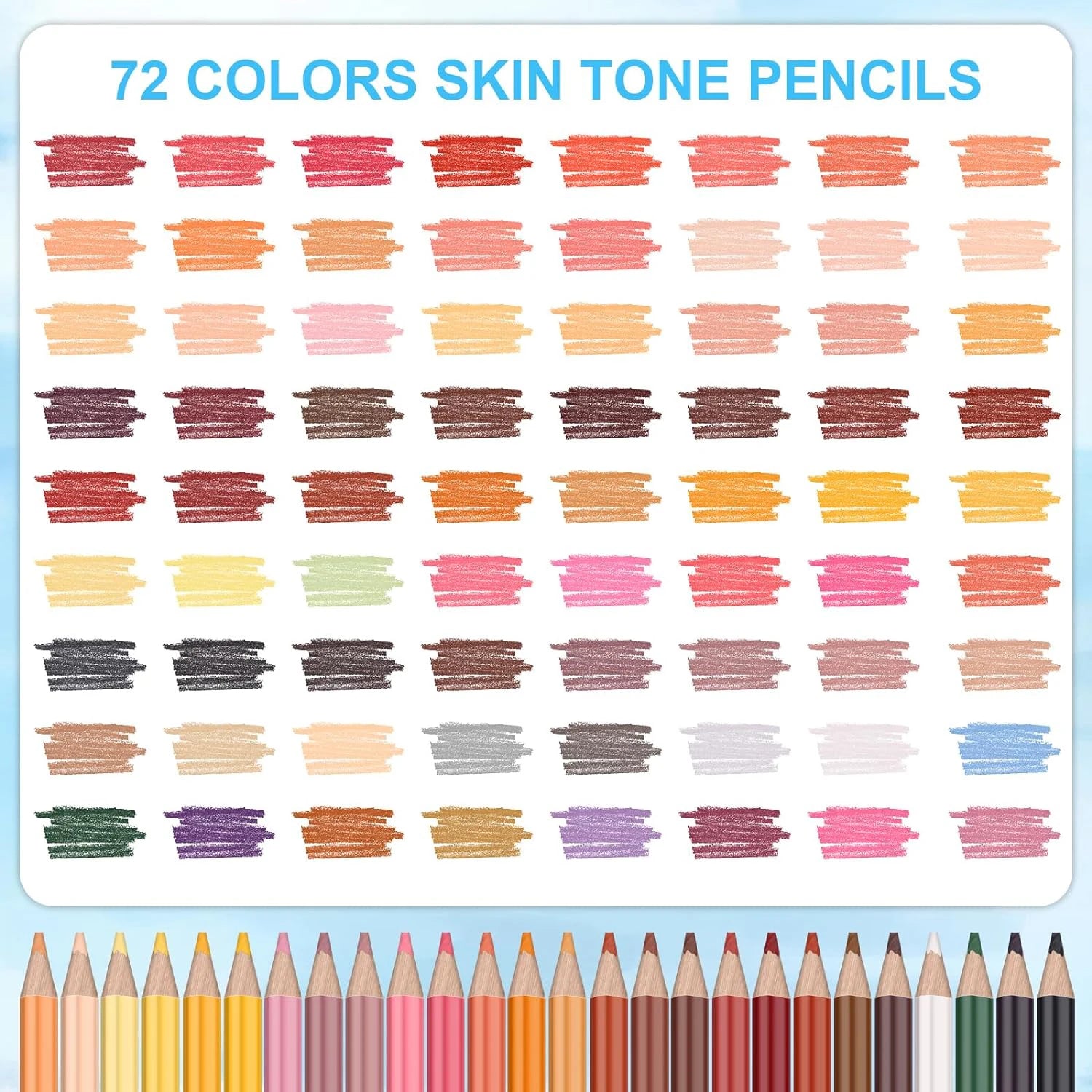 72 skin tones colored pencils portrait set oil based pre-sharpened drawing for beginner adult artist coloring book draw