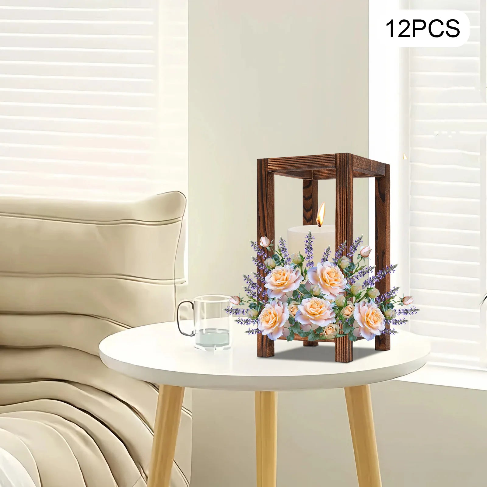 12 pcs brown wooden wedding lantern centerpiece rustic table decoration farmhouse decor candle holder - united states