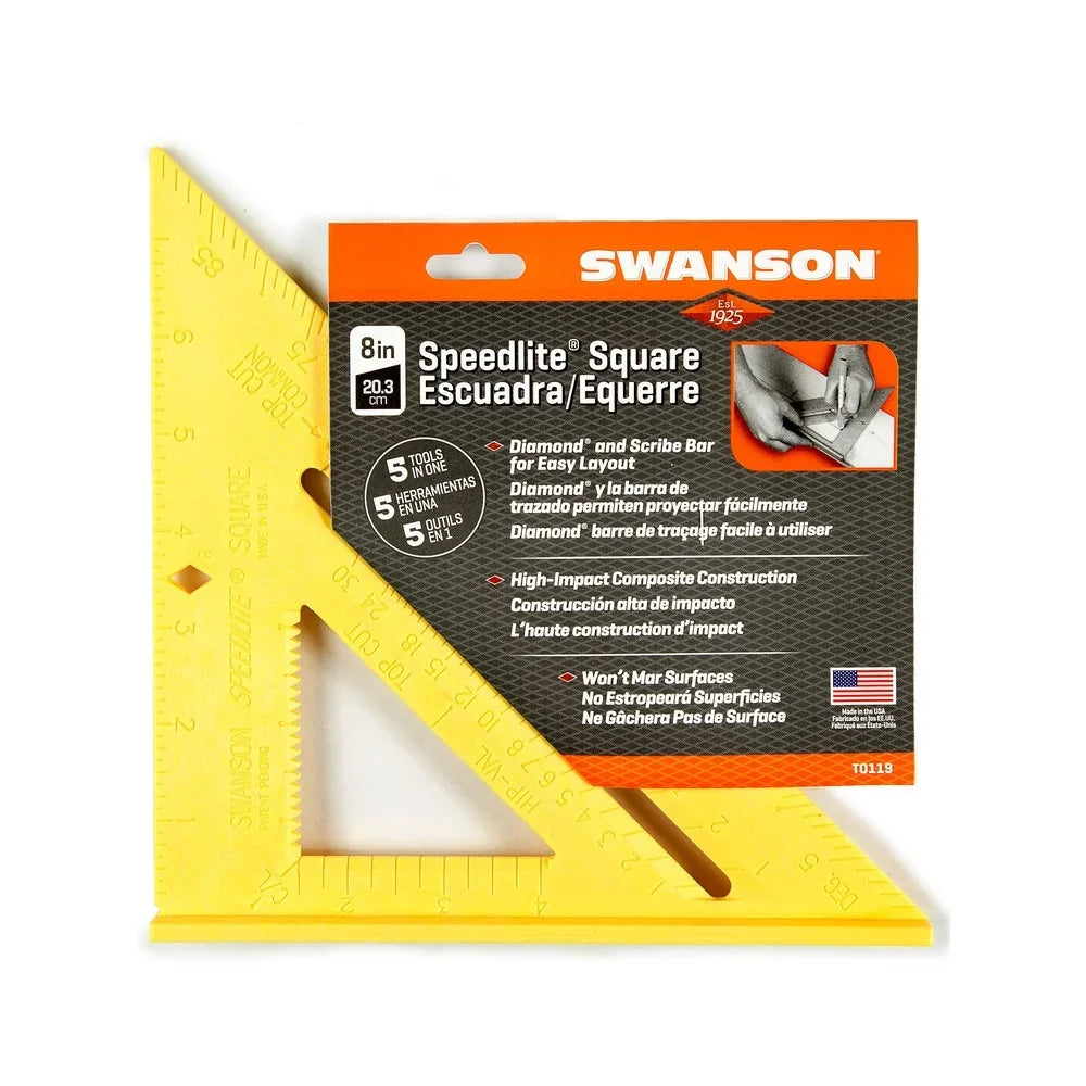 8 inch speed square rafter triangle tool composite durable lightweight easy read measurement protractor carpentry