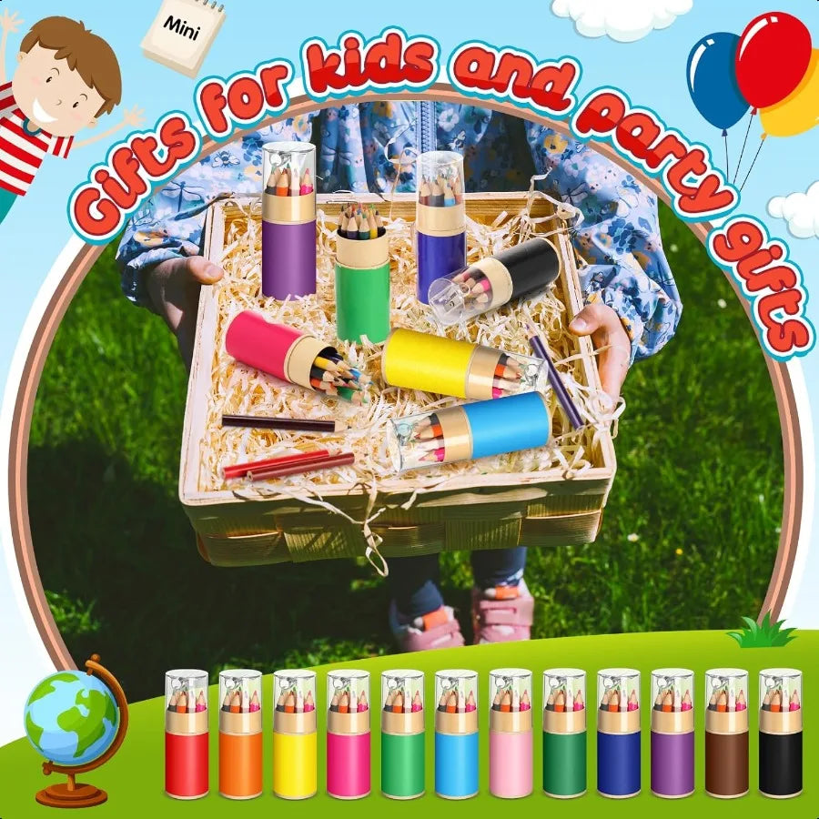 60 sets mini drawing colored pencils bulk with sharpener for 3.5 small 12 colors travel portable pencil set back to sch