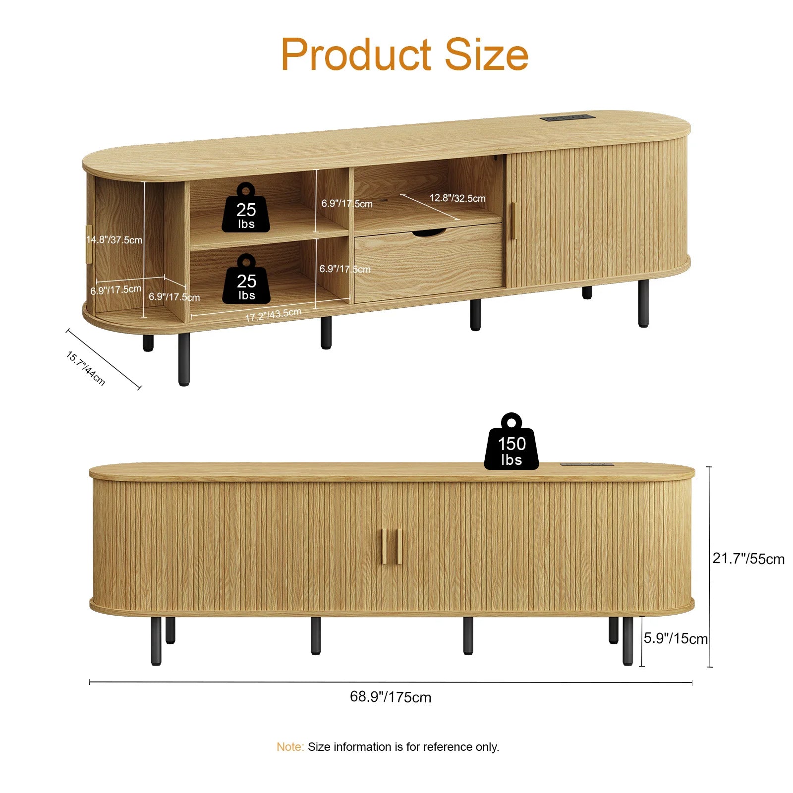 69’’ tv stand w/ power outlet for tvs up to 80’’,entertainment center storage & drawer,tv console adjustable shelves