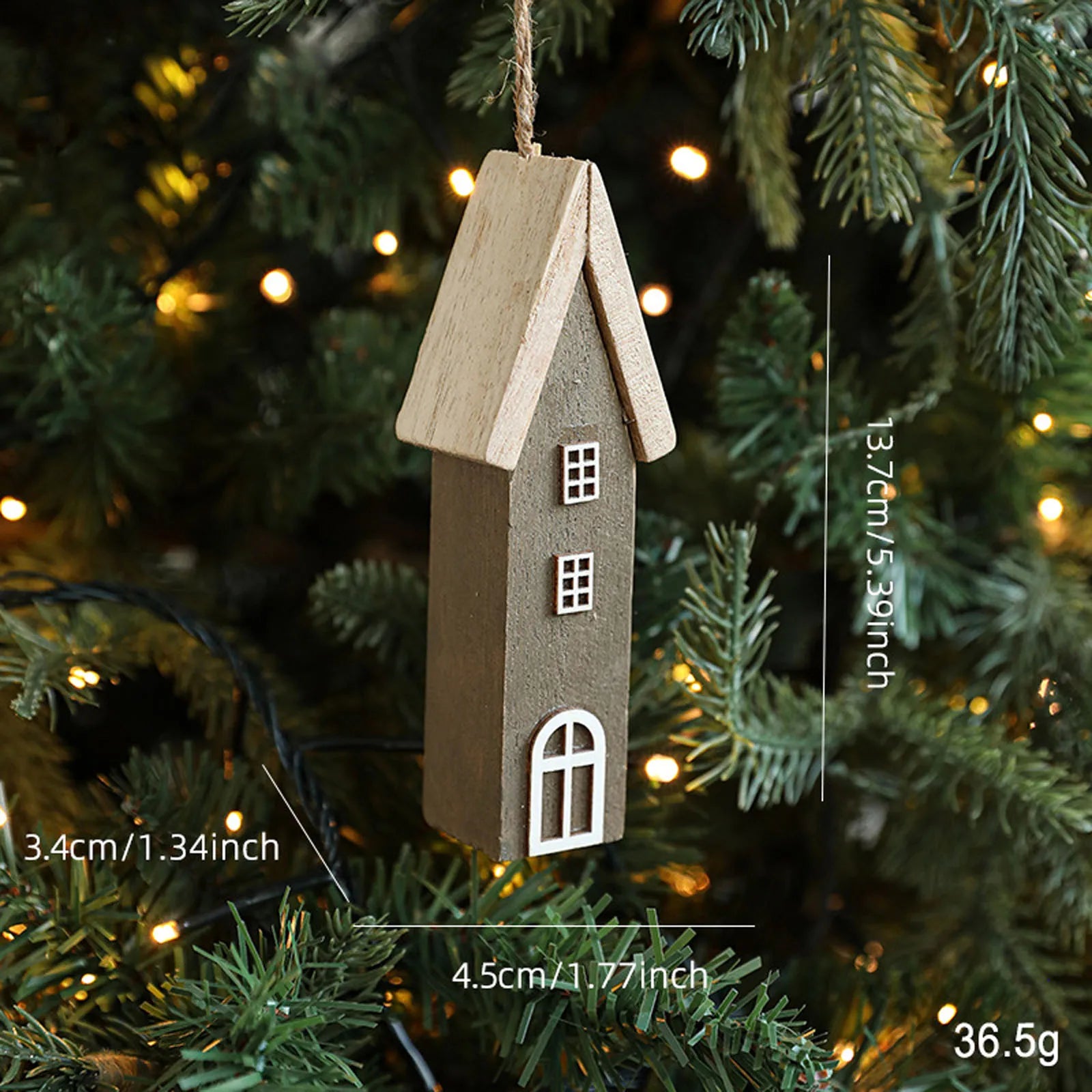 Solid wood christmas house small tree log creative layout decoration ornaments for holiday - d / one size / united