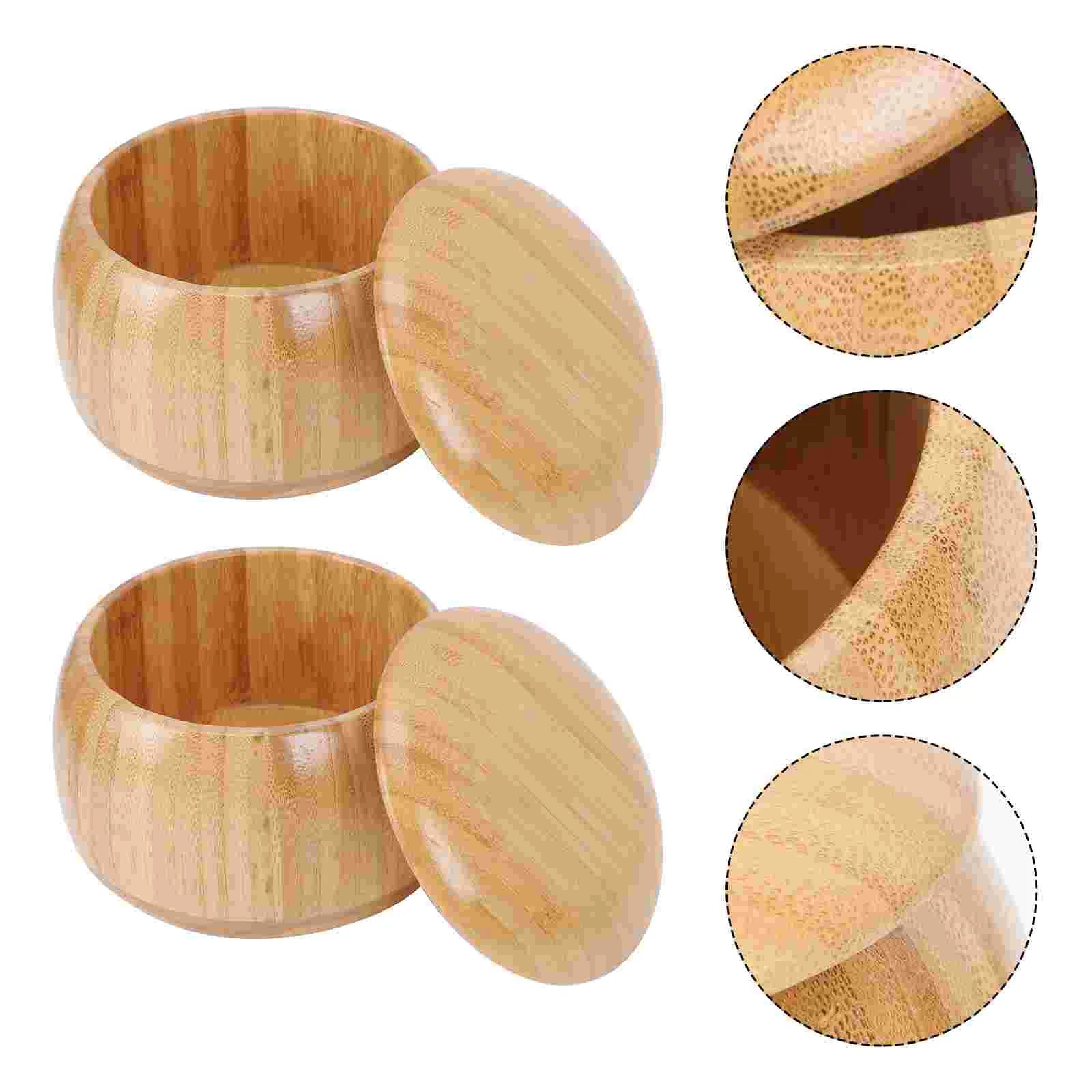 Solid wood chess can stones holder go jar with cover tea storage container bamboo material games accessories - khaki