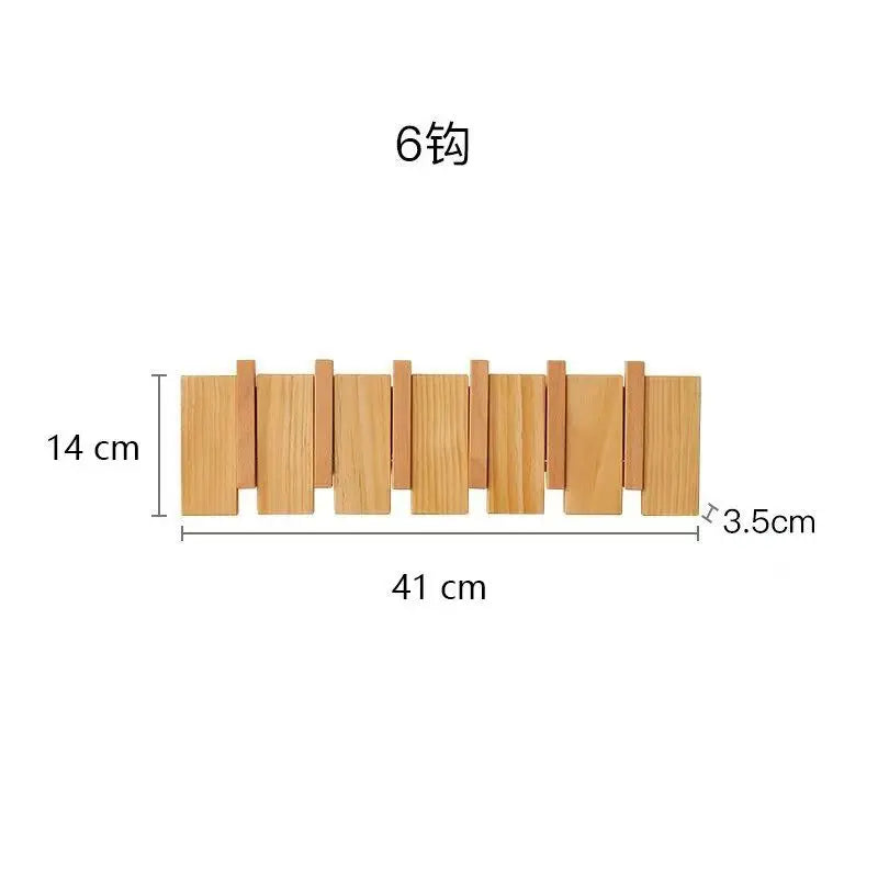 Wood coat rack wall mount hanger keys beech walnut door hook hat organizer porch entry home decor - pine-6 hooks