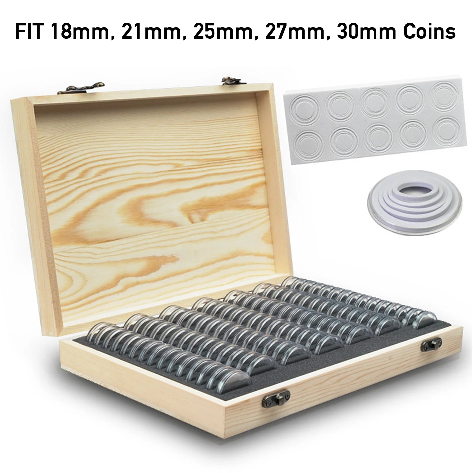 1set 100cps commemorative coin protection boxes with adjustable design container holder collect box case - 701354