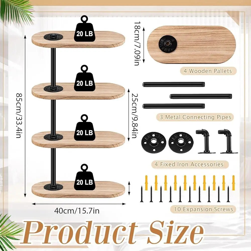 4 tier rotating window plant shelves wooden indoor hanging wall mounted display stand office kitchen living room