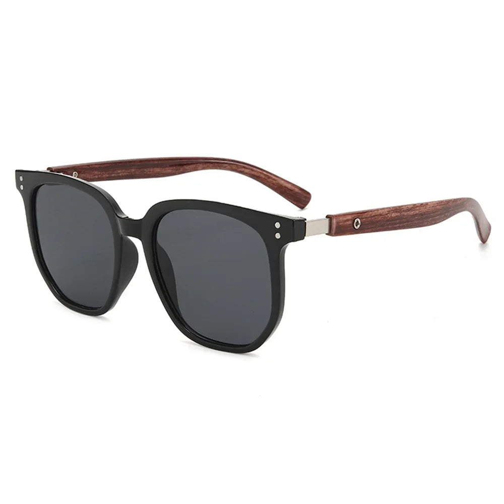 Wood sunglasses with dark polarized lenses retro fashion shades square frame men sun glasses female uv400 - united
