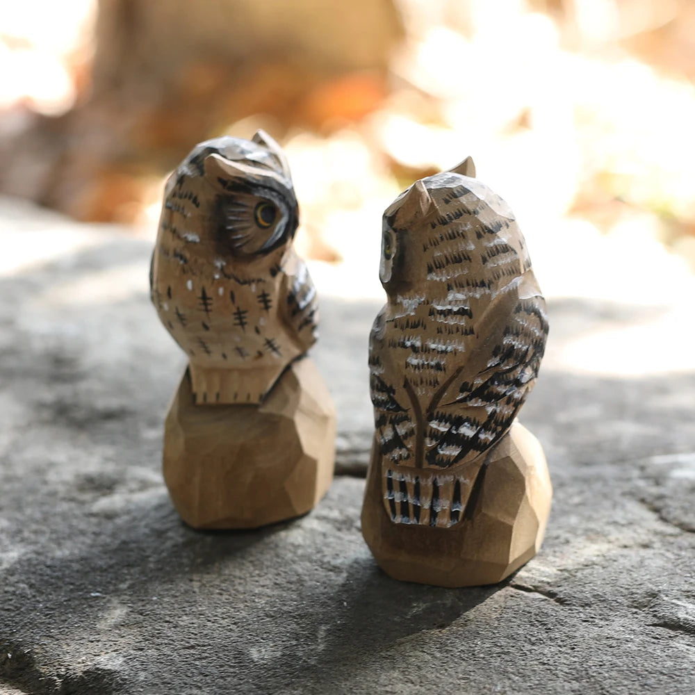 Handcrafted wood carving home decorations decoraciones para el hogar desk accessories room decor handmade owl statue