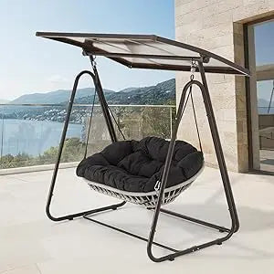 Patio wooden porch swing bench for courtyard & garden heavy duty 800 lbs chair with hanging chains outdoors yar