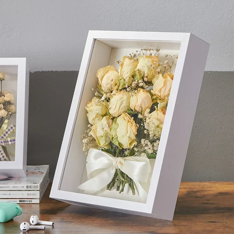 2pcs 3d photo frames wooden picture frame depth 5cm nordic shadow box dried flower specimens holder handmade diy gift
