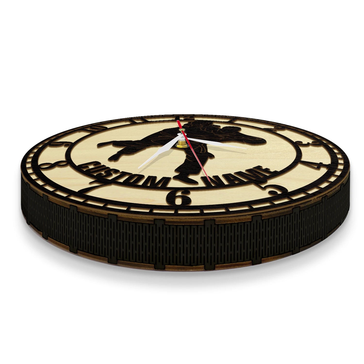 Personalized judo wooden frame wall clock martial arts fighting club decor custom jiu-jitsu natural wood lover gift