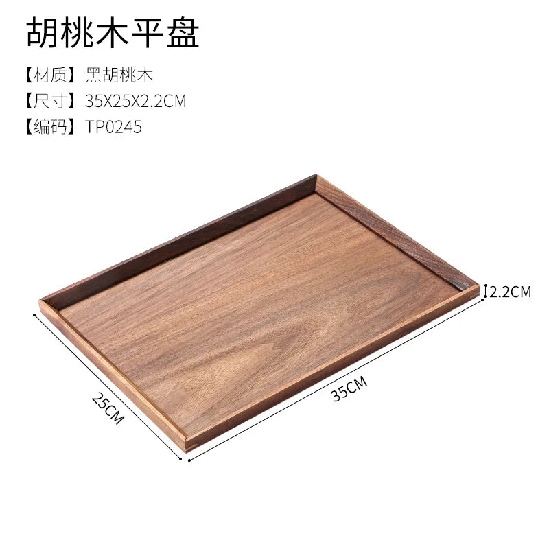 Scandinavian black walnut wood tray rectangular household tea fruit plate high value dinner - tp0245