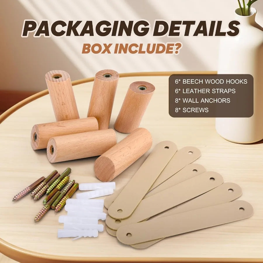 6 pack wood wall hooks wooden coat mount heavy duty robe hat for decorative rustic rack hangers - united states