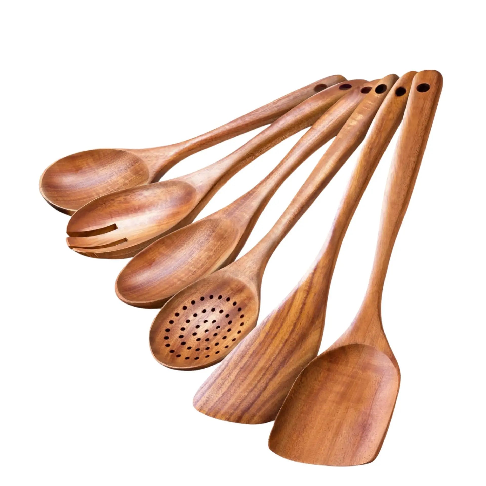 Wooden kitchen utensil set spatula salad spoon stirring soup scoop tools for cooking utensils - 6pcs