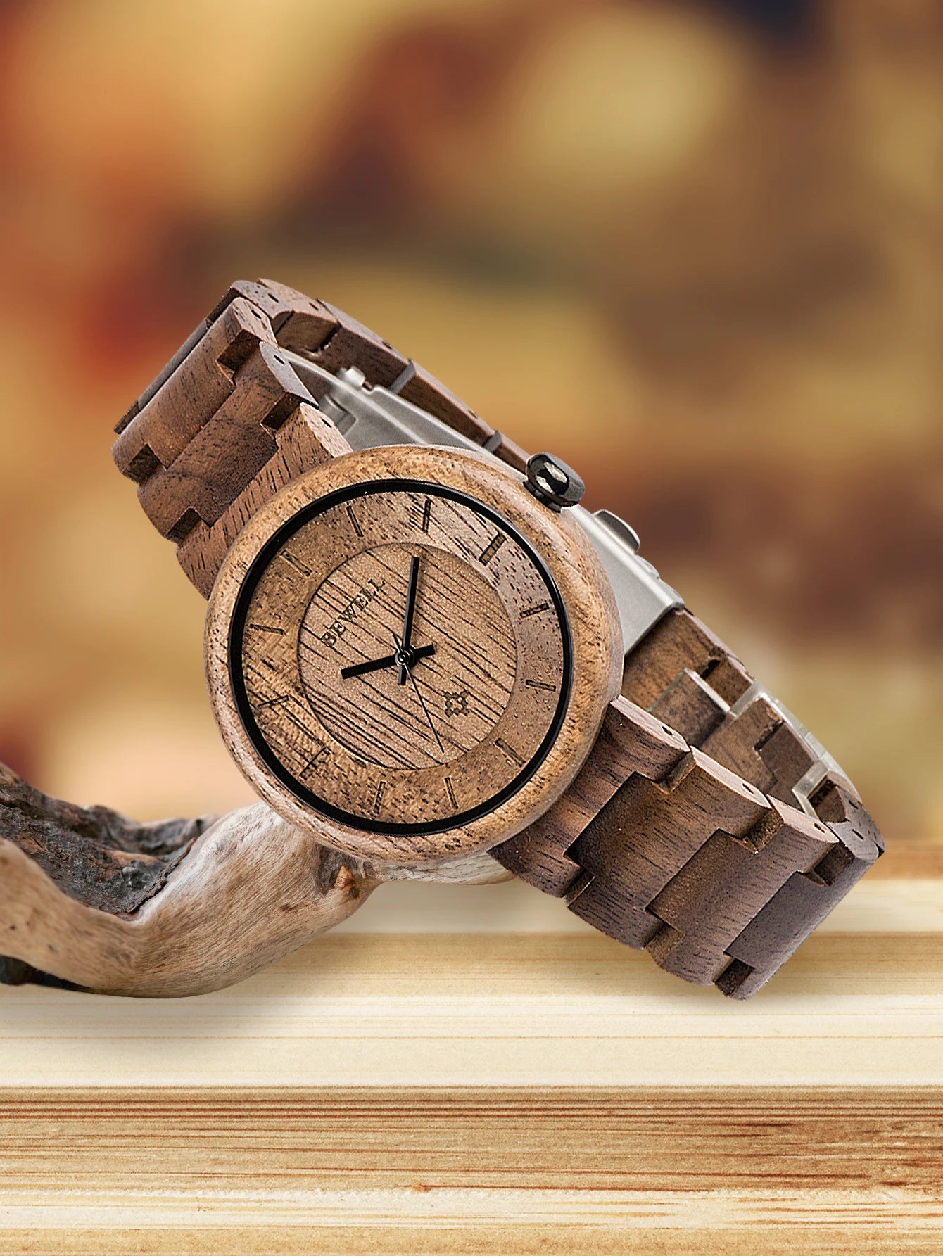 Wooden watches uwood series 38mm unisex natural handmade wood watch band adjustable