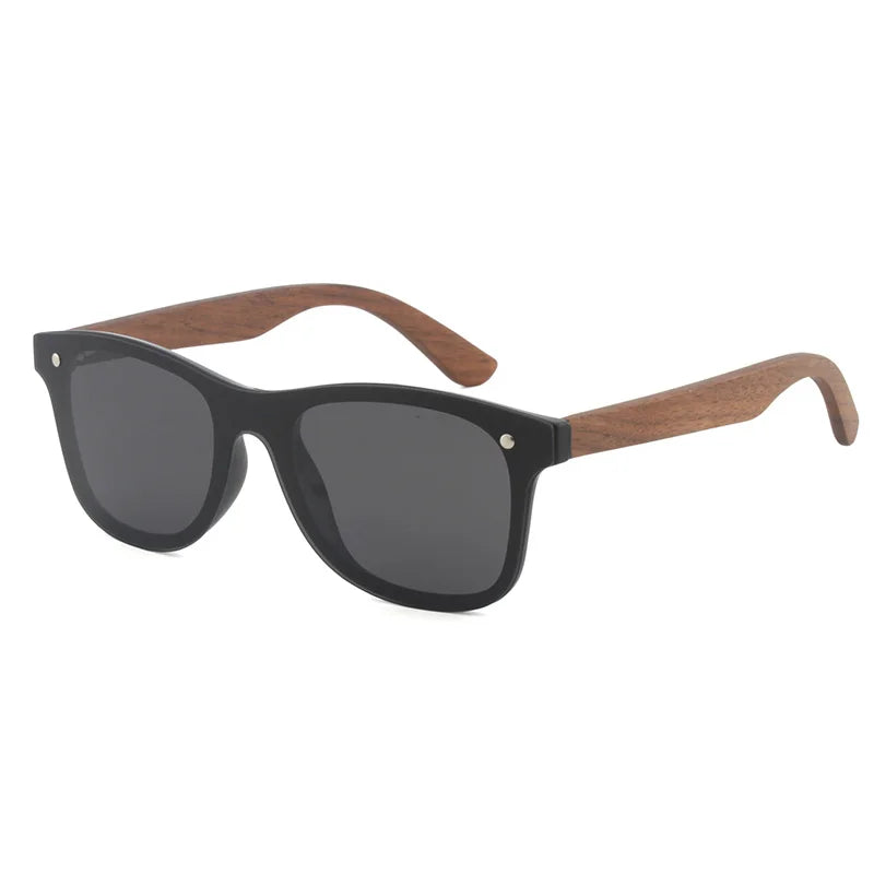 Fashion pc frame black walnut sunglasses men of polarized uv400 with wooden case vintage eyewear designer retro glasses