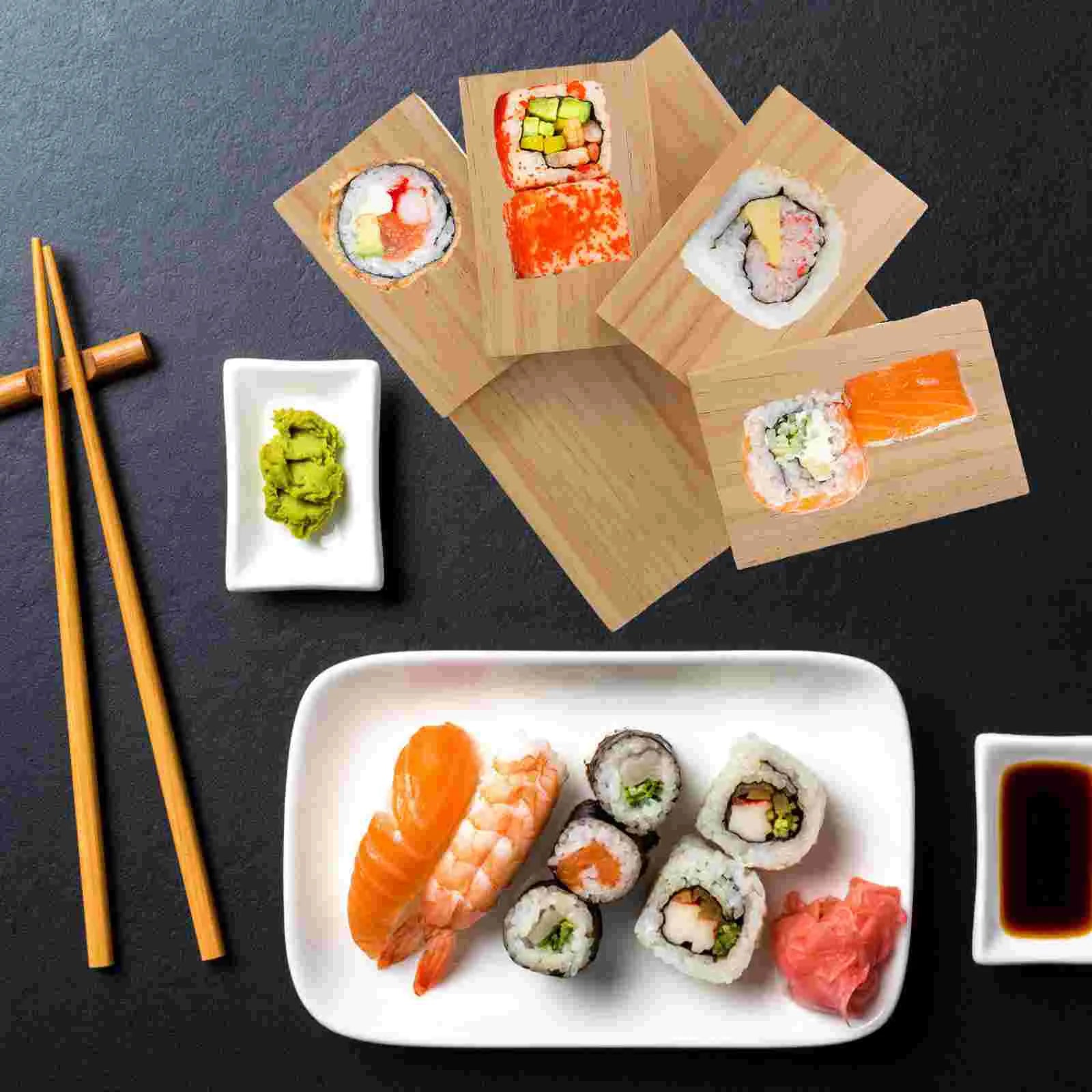 Large capacity wooden sushi tray rotating step stair japanese restaurant bowls plates trays sashimi platter home decor