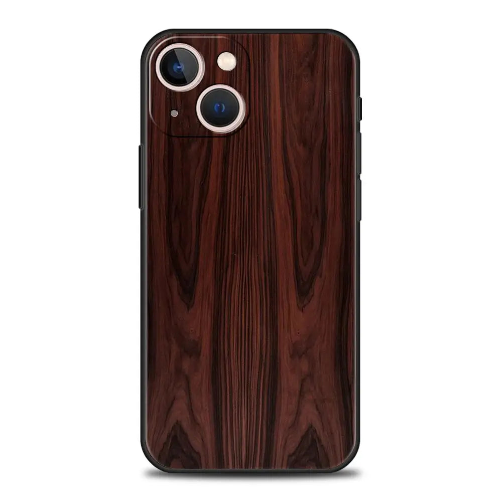 Carved wood phone case for iphone apple 14 13 12 11 pro max mini 7 8 plus xr xs x se 2020 black silicone cover coque
