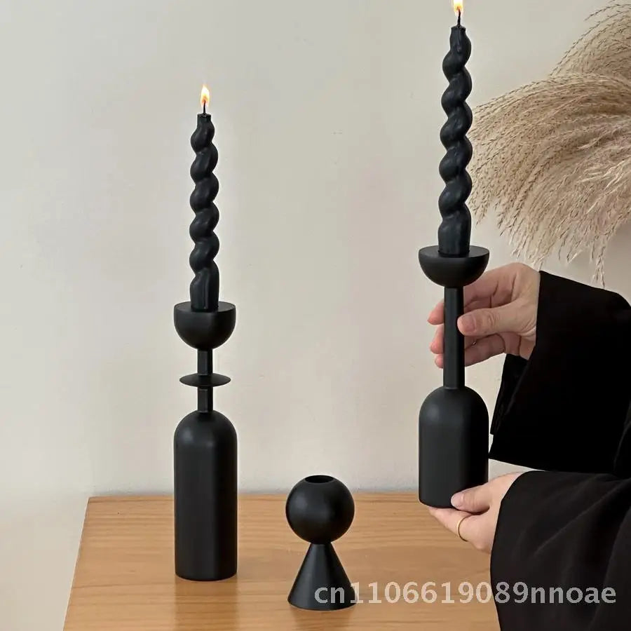 Luxury french style wooden candle holder vintage high-end home living room decoration multi-size options available - h