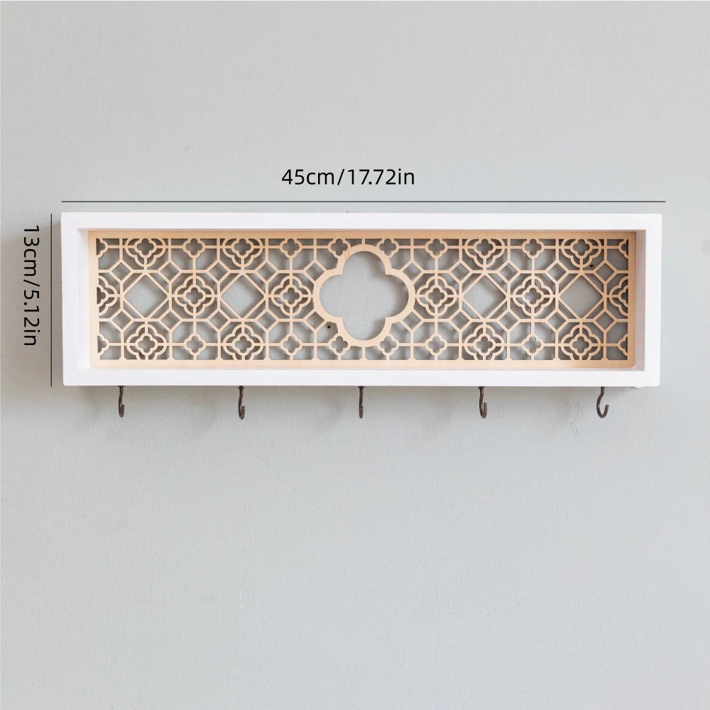 Cute art wooden key hook wall decorative shelf jewelry hat clothes towel small items storage home room decoration