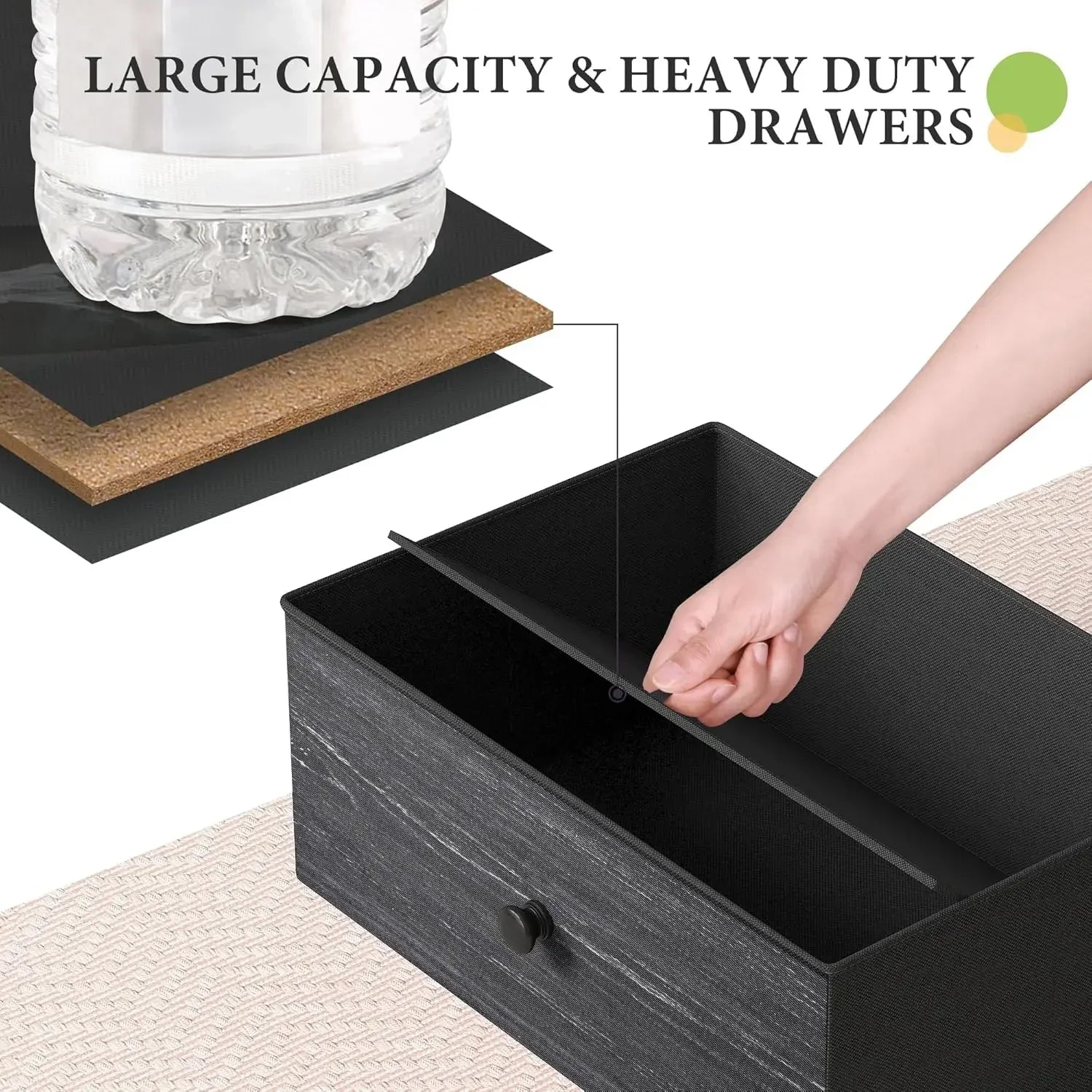 Dresser for bedroom with 12 drawers dressers & chests of black fabric - united states