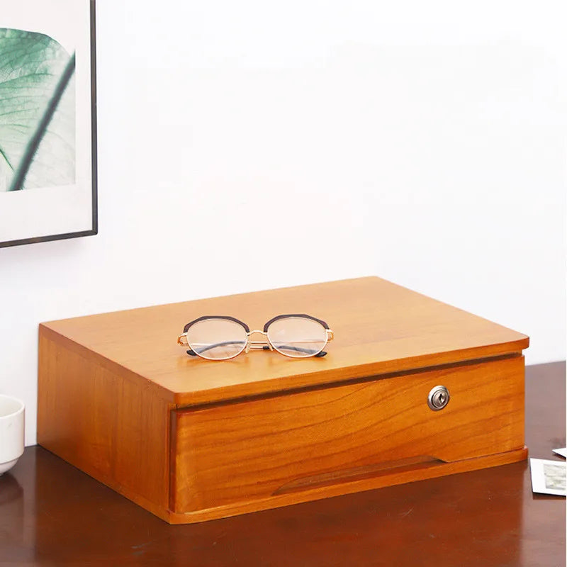 1/2/3 tier desktop storage box wooden drawer organizer with lockable drawers no assembly required