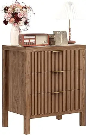 Nightstand with 6 drawers dresser and sets bedside tables mid century nightstands wide for bedroom, - walnut 01