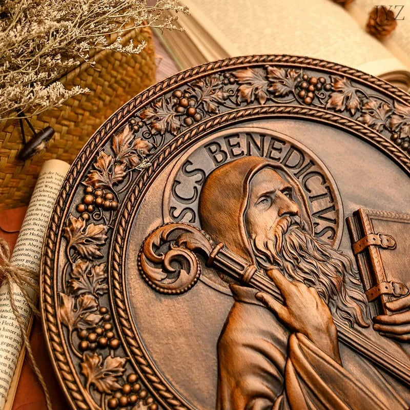 High quality retro saint benedict statue catholic icon religious figure church decor desktop ornament - (christian)
