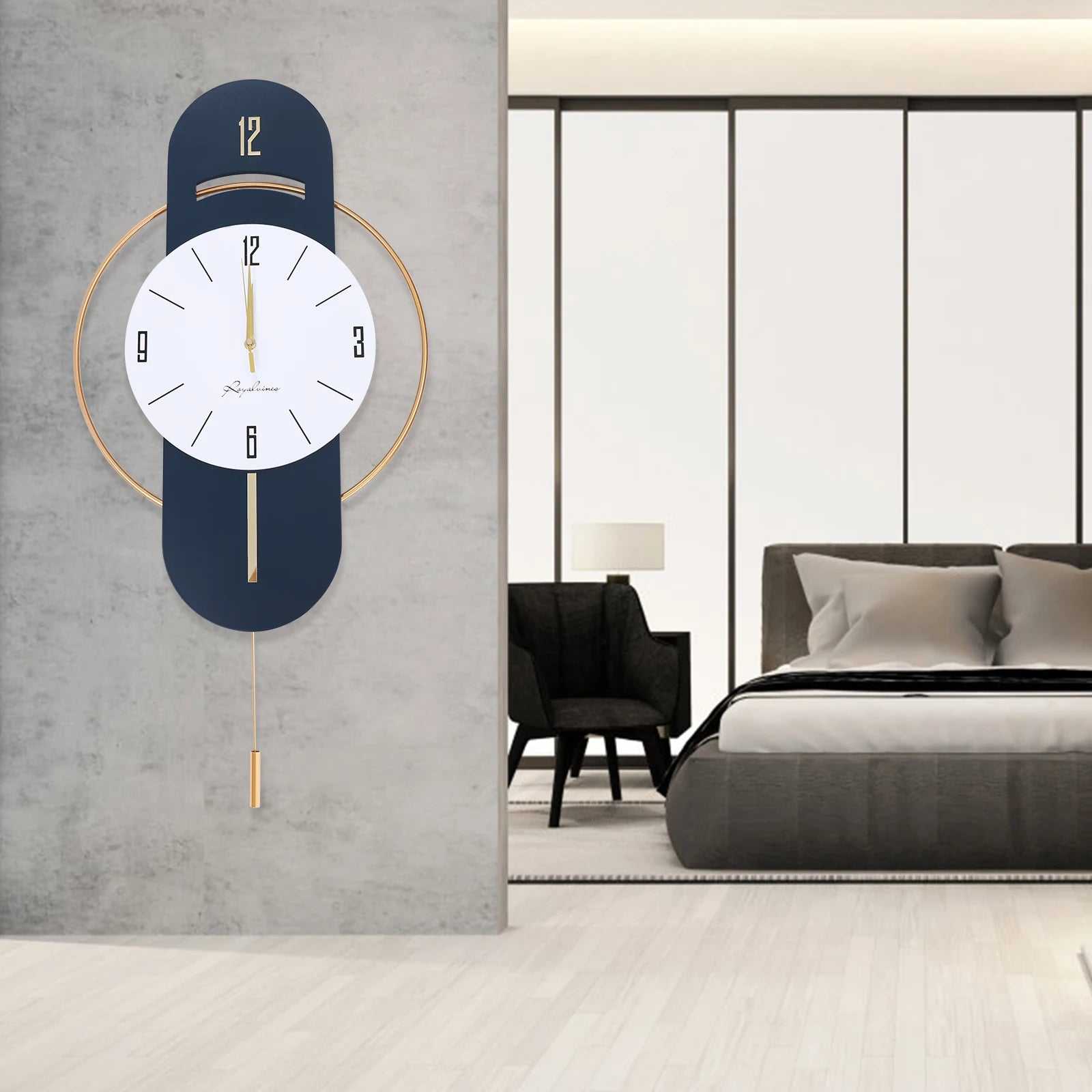 Battery operated wall clock modern extra big 42x84cm clocks for living room silent non-ticking decorative - united