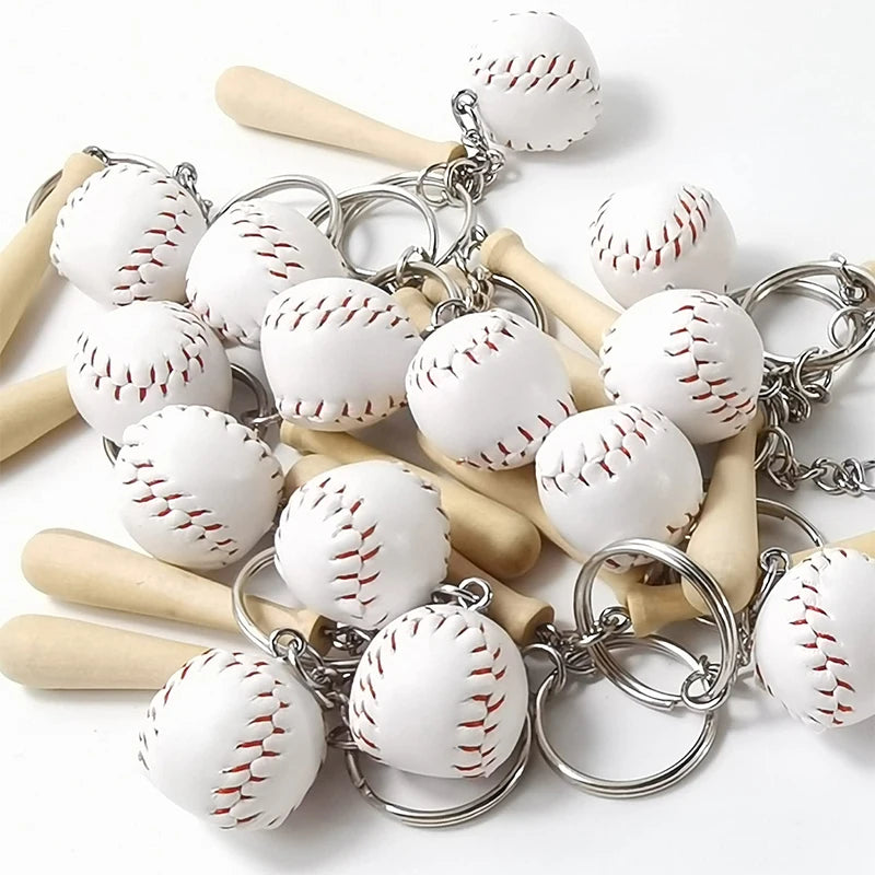 60pcs baseball wooden keychains sport car key chain souvenir gifts for women men hanbag pendants keyrings diy
