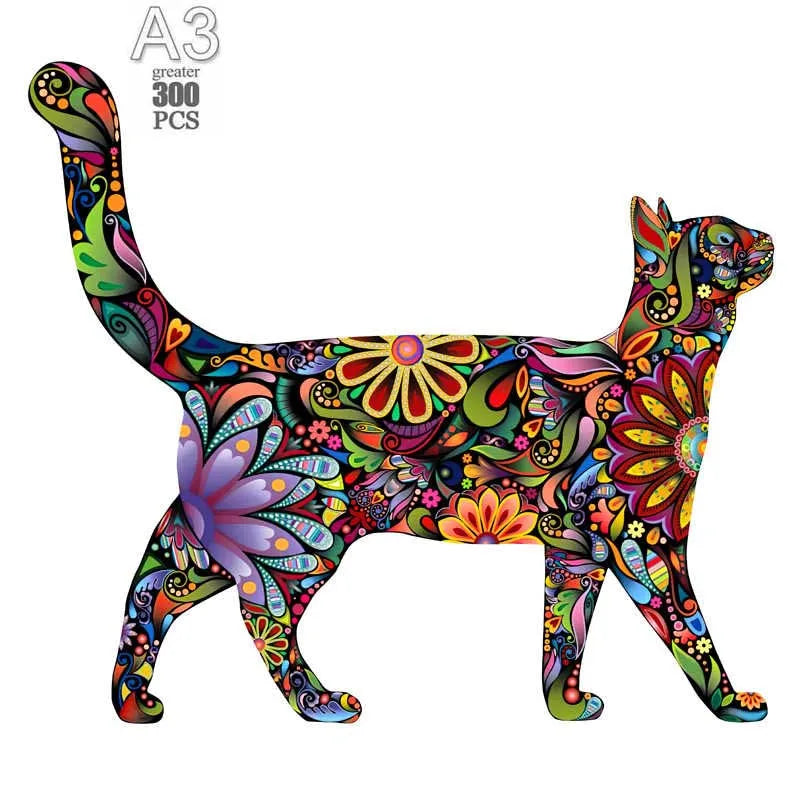 Wooden animal puzzle for kids adults exquisite educational decompression toys creative lovely dog wood jigsaws holiday