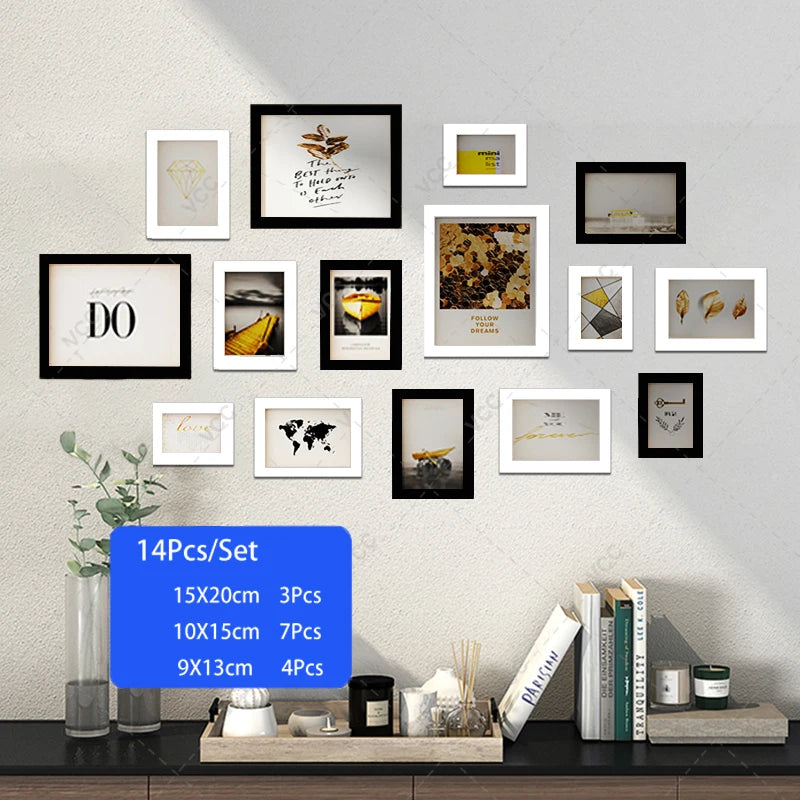 14/19pcs photo frames for pictures wall picture frame wooden hanging decor wedding party home decoration